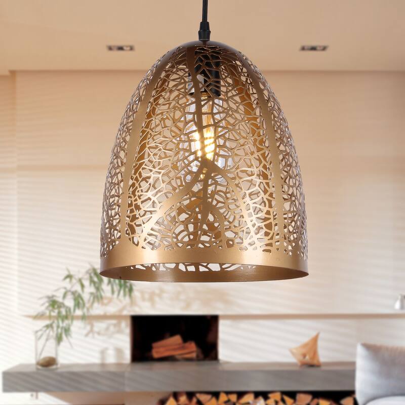 Tania Polished Brass 1-Light Metal Dome Shade Pendant Light