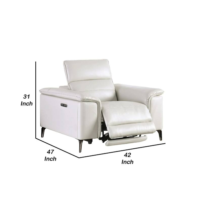 Cuny Power Recliner Chair, Taupe Gray Faux Leather, Wall Hug Back