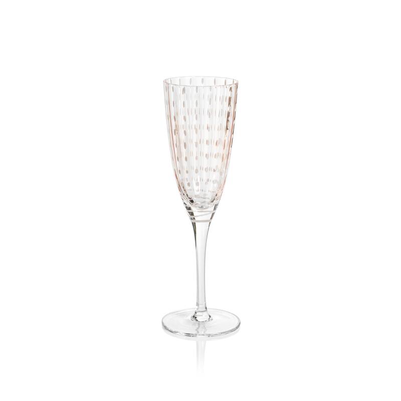 Pescara White Dot Champagne Flutes, Set of 4 - Pink