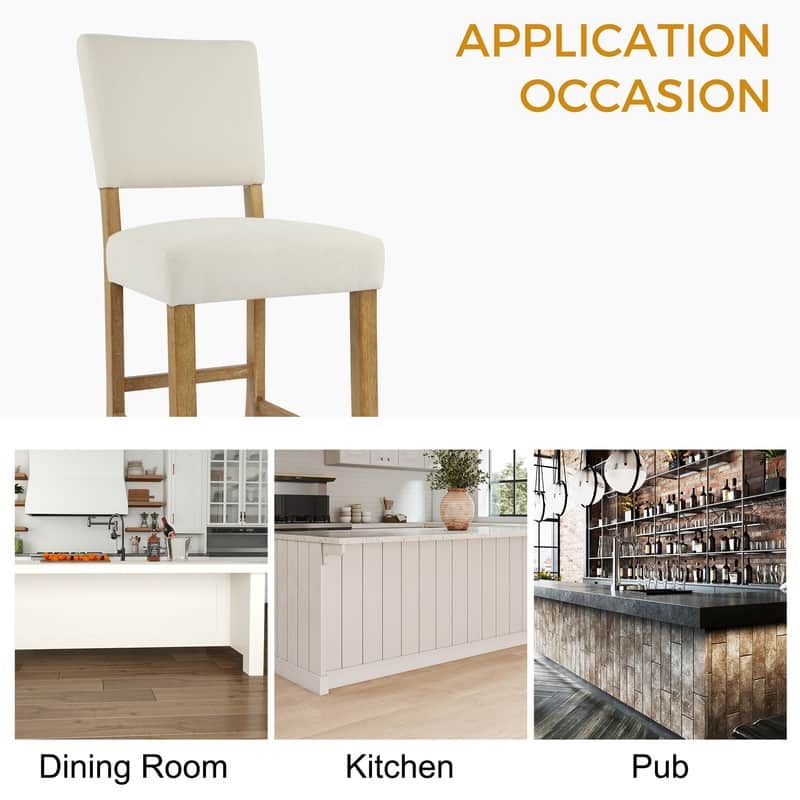 24 Inches Counter Height Bar Stools Upholstered Barstools with Brushed Legs Set of 2