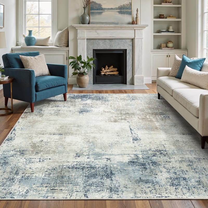 Mcow Modern Abstract Machine Washable Low Pile Area Rugs - 8'X10'