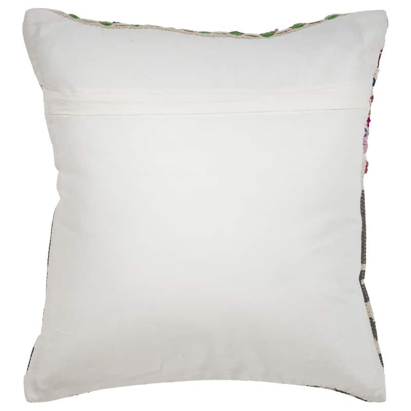 HomeRoots 18" X 18" Blue and Beige Geometric Cotton Blend Zippered Pillow
