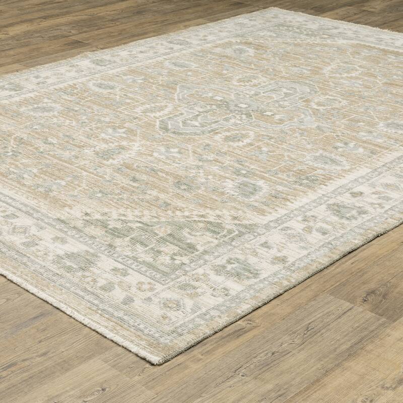 Style Haven Lucia Vintage Center Medallion Pale Blue/Taupe Area Rug