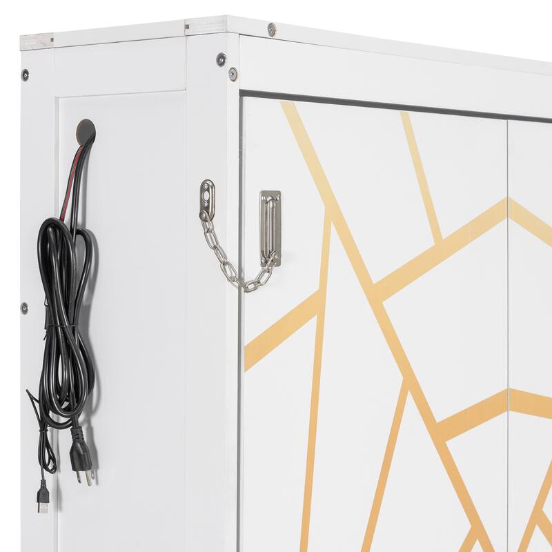Side-Folding Printed Murphy Bed with LED and USB
