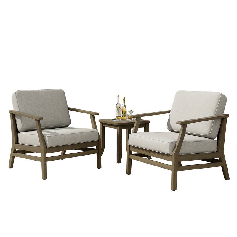 Teak Outdoor Bistro Set with Weather-Resistant Cushions (3-Piece Set)