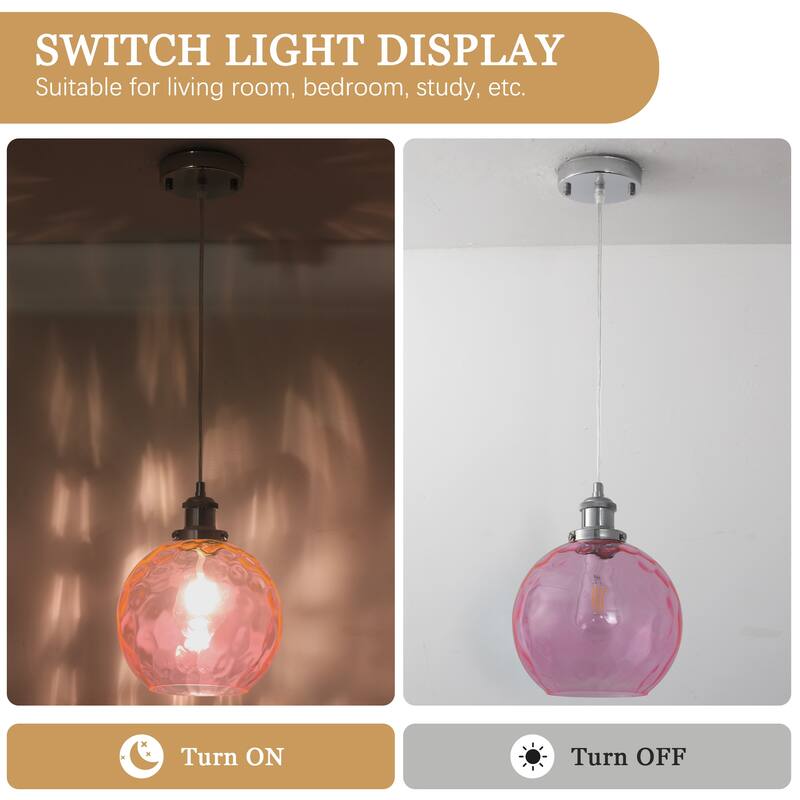 1-Light Metal Hanging Pendant Light with Glass Shade for Kitchen Island