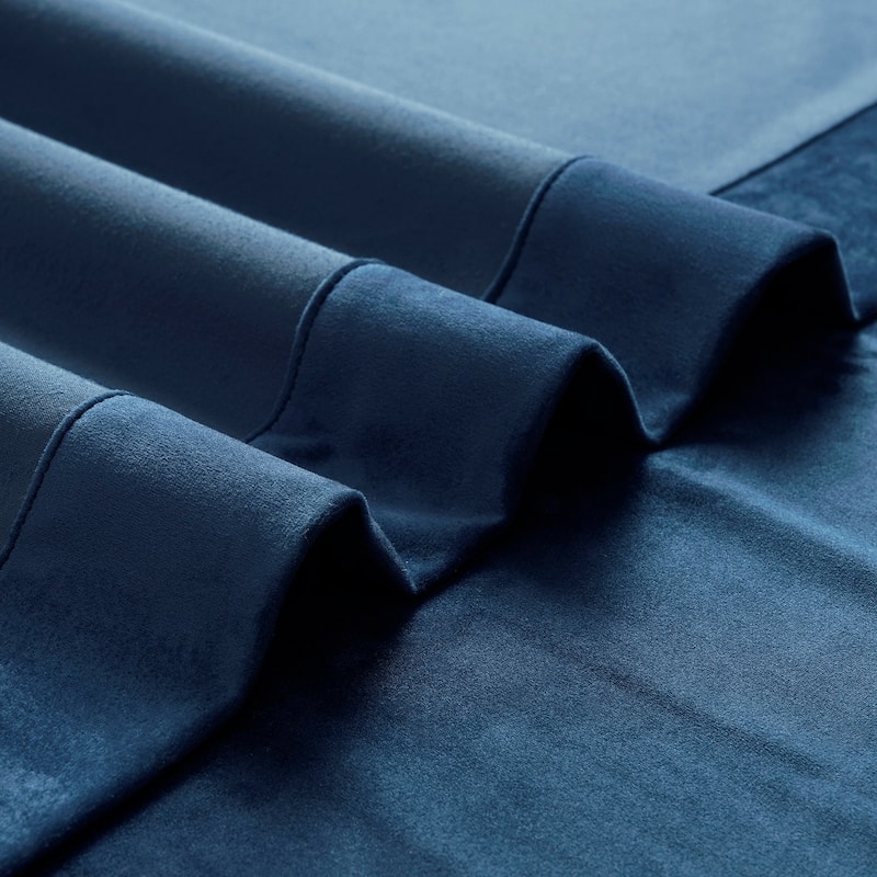 Exclusive Fabrics Basic Deluxe Velvet Curtains Pair - 2 Panels - Grommet Room Darkening Curtains
