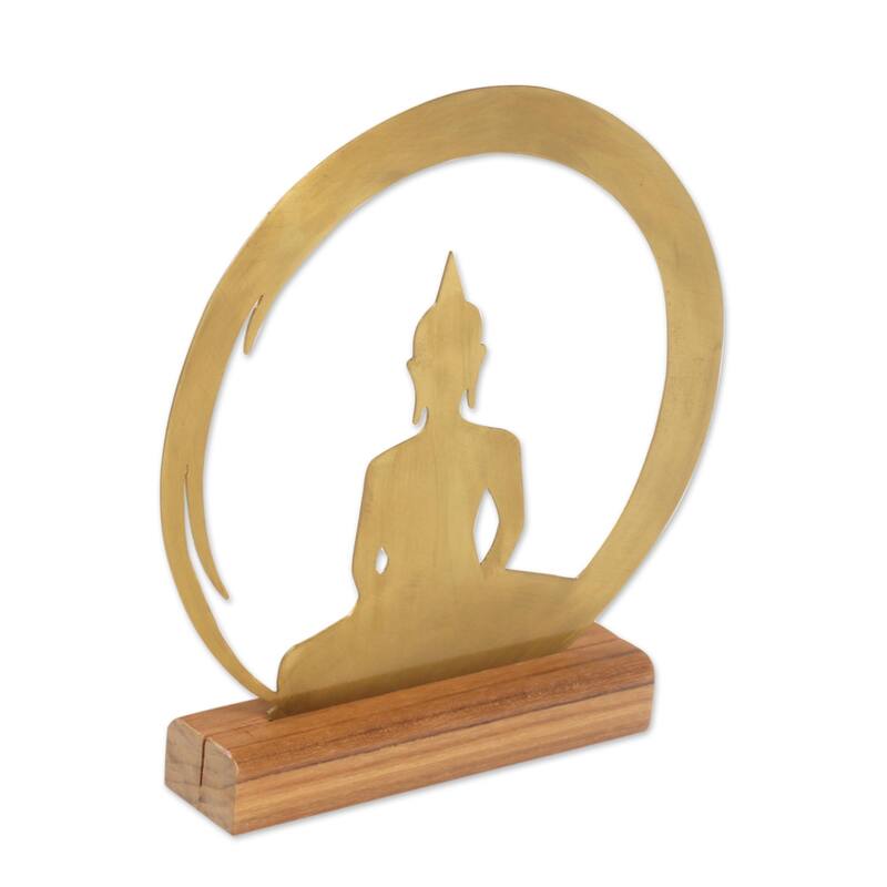 Novica Handmade Sitting Buddha Dome Brass Sculpture