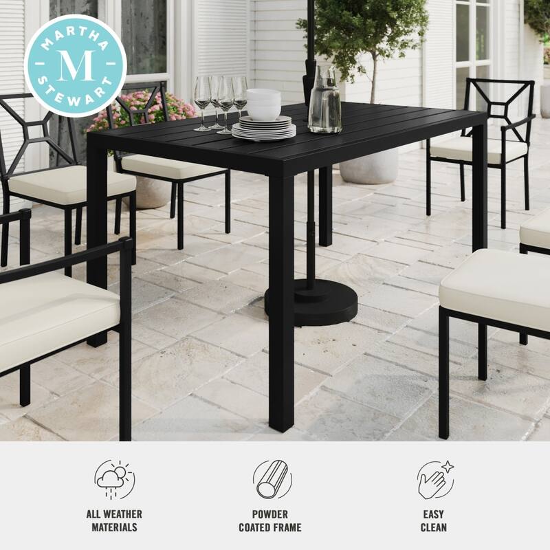 Martha Stewart 60" All-Weather Steel Frame Outdoor Patio Table - 35.25"W x 60.25"D x 30"H