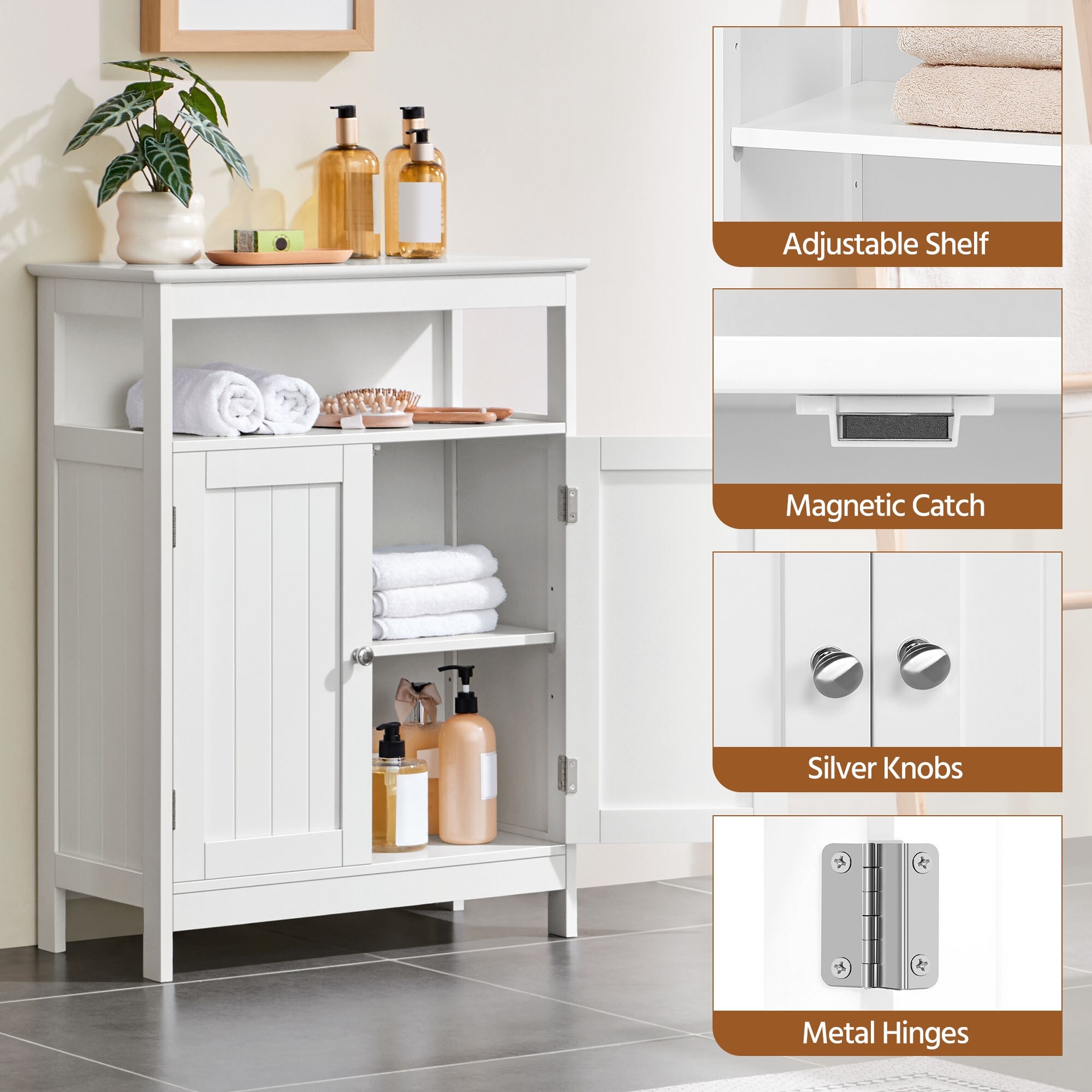 Yaheetech Bathroom Storage Cabinet with Adjustable Shelf-image