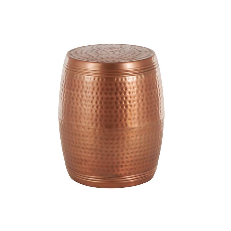 Metal Drum Handmade Accent Table with Hammered Design - Roche River Decor