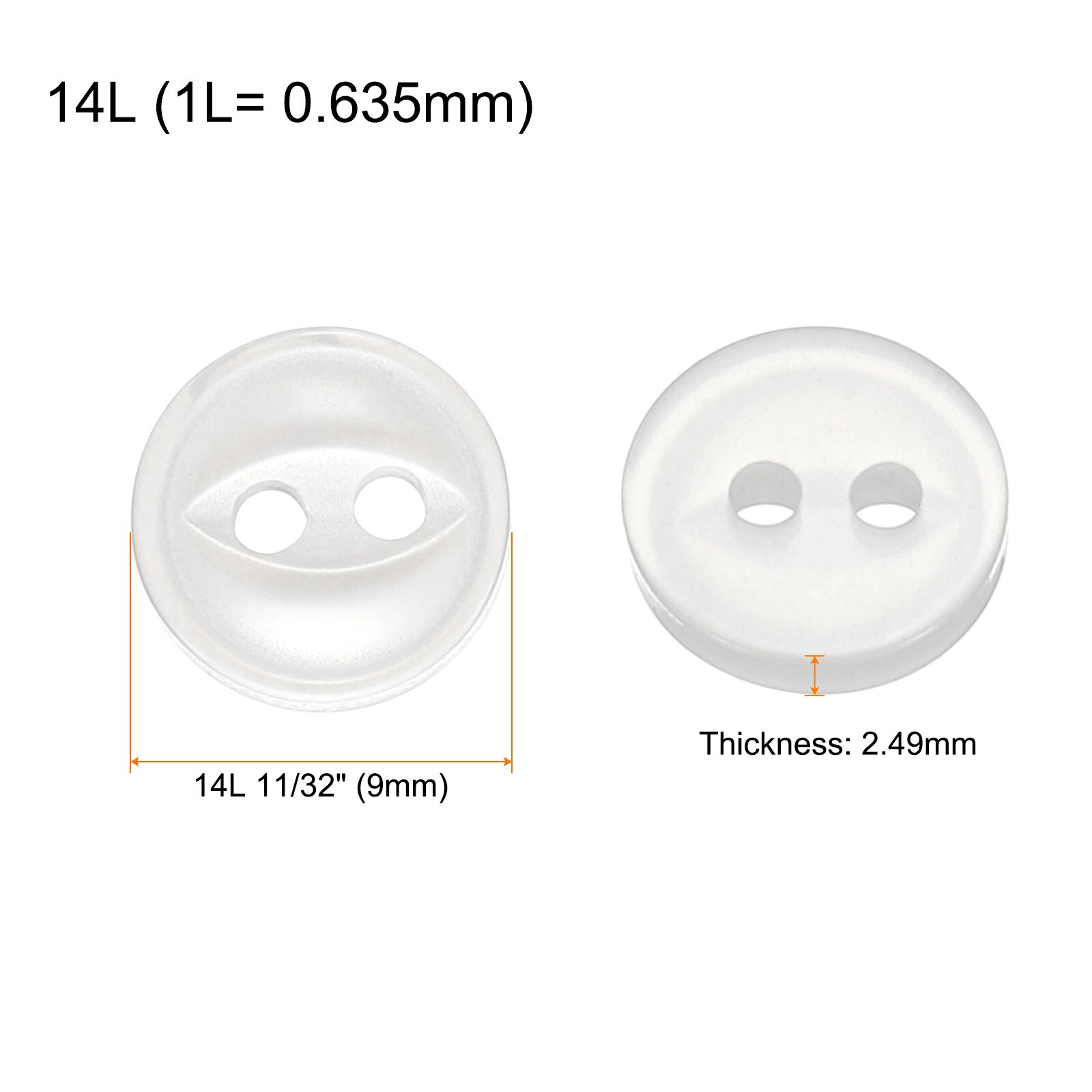 Round Sewing Buttons Resin 2-Hole Fish Eye Craft Replacement Button for Craft Pants Dress Skirt Clothing Buttons