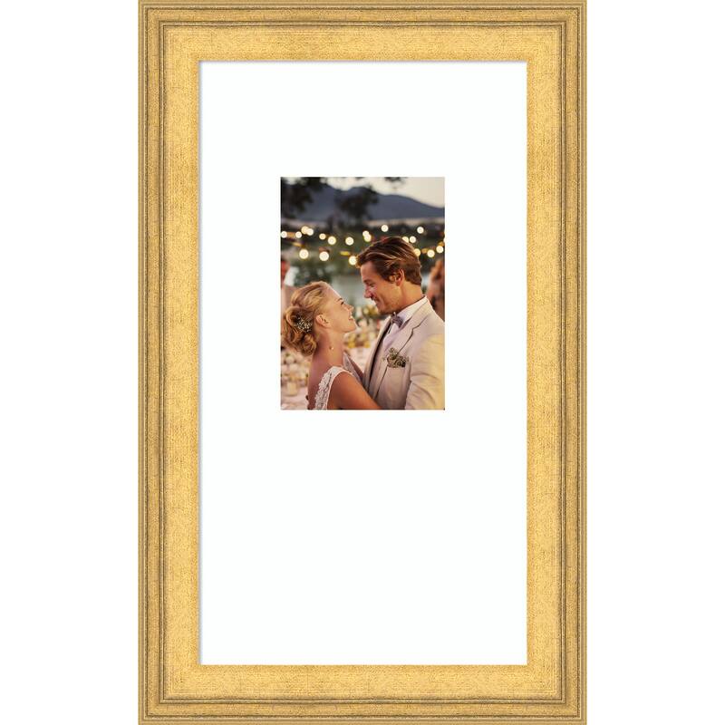 Owen Picture Frame, Photo Frame - 10x18 Matted White 5x7 - Owen Gold