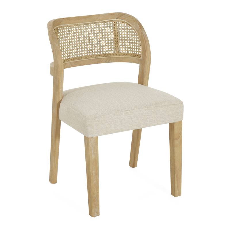 Christopher Knight Home - Minimalist 19.25"W Wood Dining Chairs Set with Hand-Woven Curved Backrest & Upholstered Seat