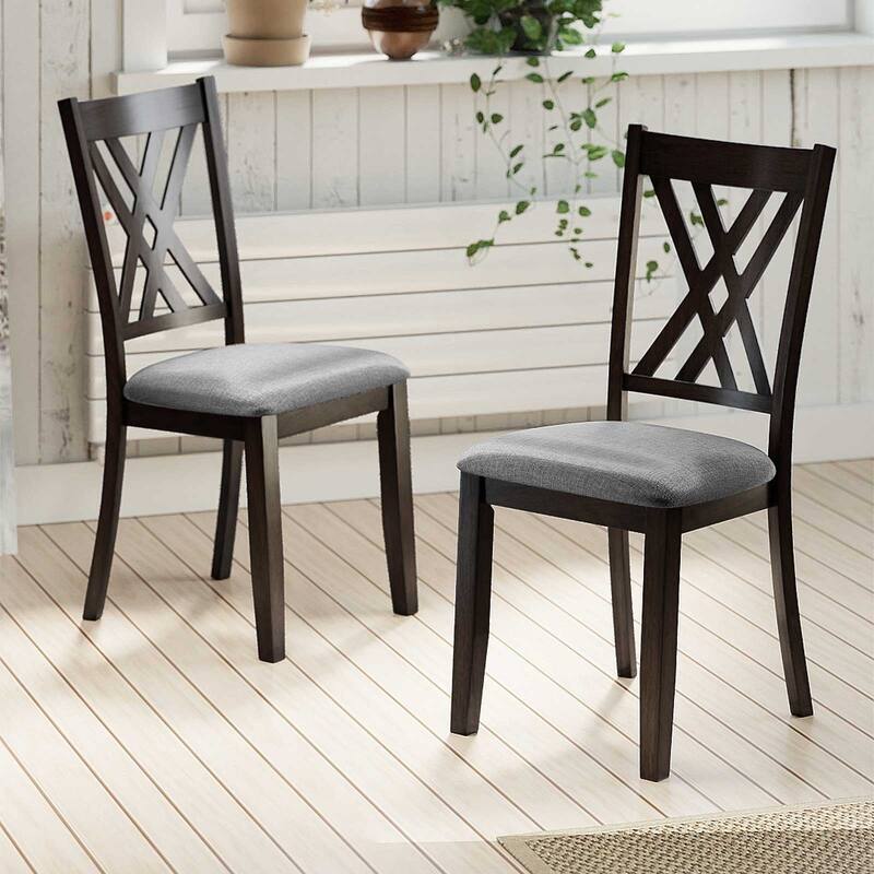 Costway 2 PCS Linen Fabric Upholstered Kitchen Armless Chairs with - See Details