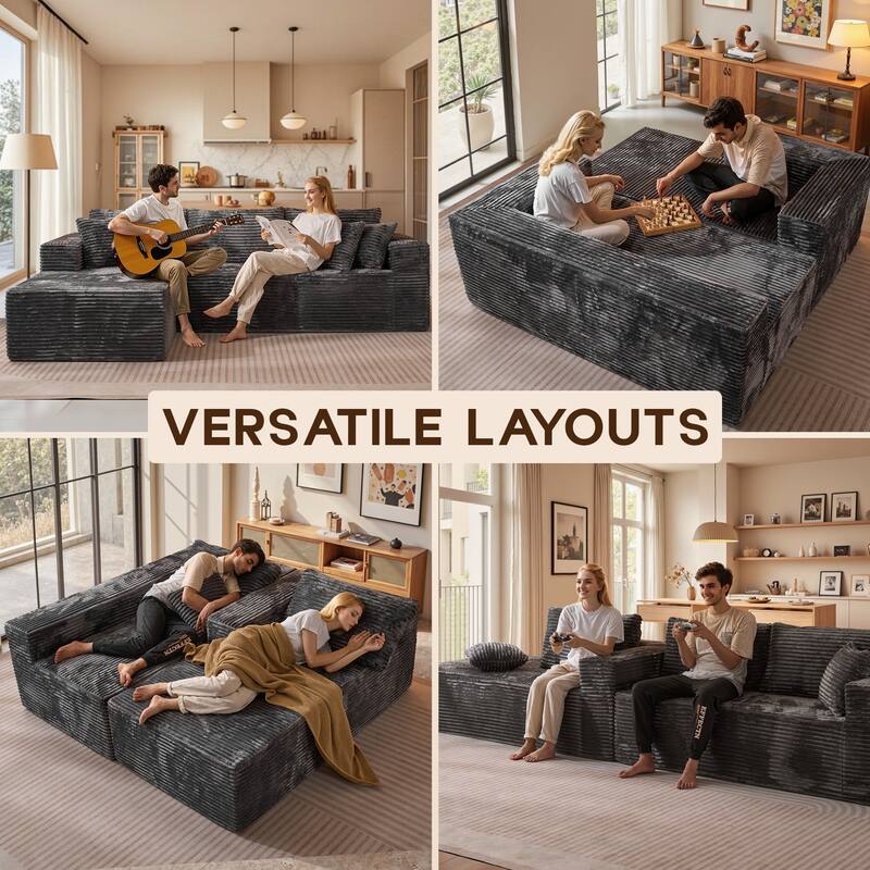 OVIOS All-Foam Plush L-Shaped Sofa​