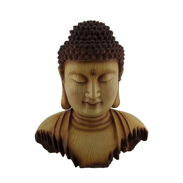 Meditating Buddha Head Decorative Carved Wood Look Statue 12 Inch Overstock 18429359