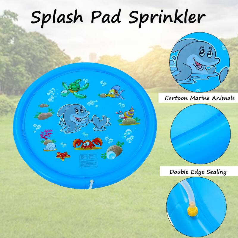 Dimple Splash Pad - 67-inch Large Kids Sprinkler Play Mat for Toddlers, Big Kids - Outdoor Backyard Kid/Toddler Sprinkler Pool
