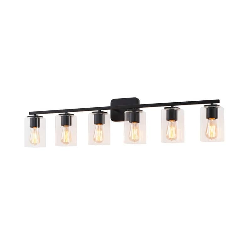 KAWOTI 6-Light Square Clear Glass Shade Vanity Light