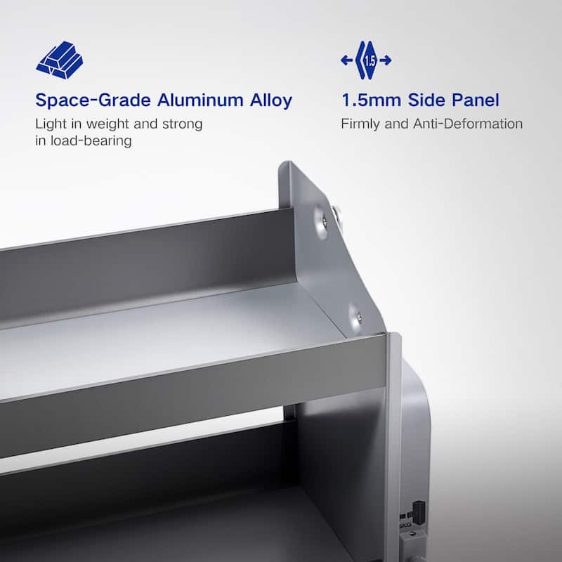 HIGOLD Shearer 2-Tier Pull Down Cabinet Organizer 34.6" Aluminium Kitchen Storage Shelf - 34.57"W x 11.14"D x 20.59"H