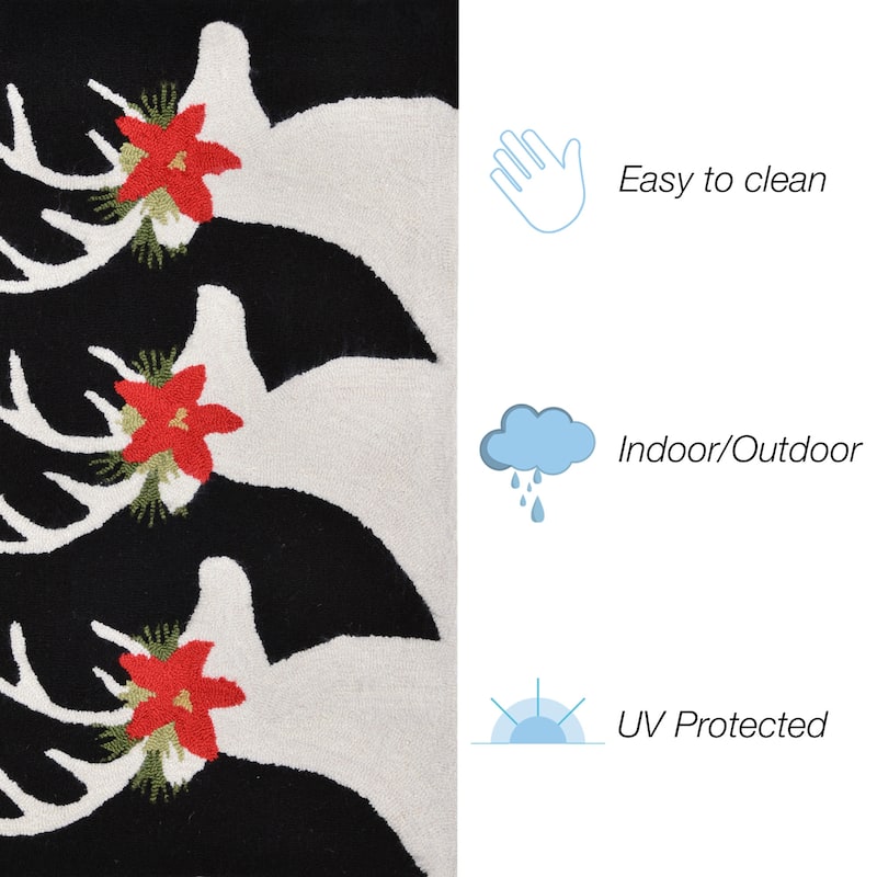 Liora Manne Holiday Caribou Outdoor Rug