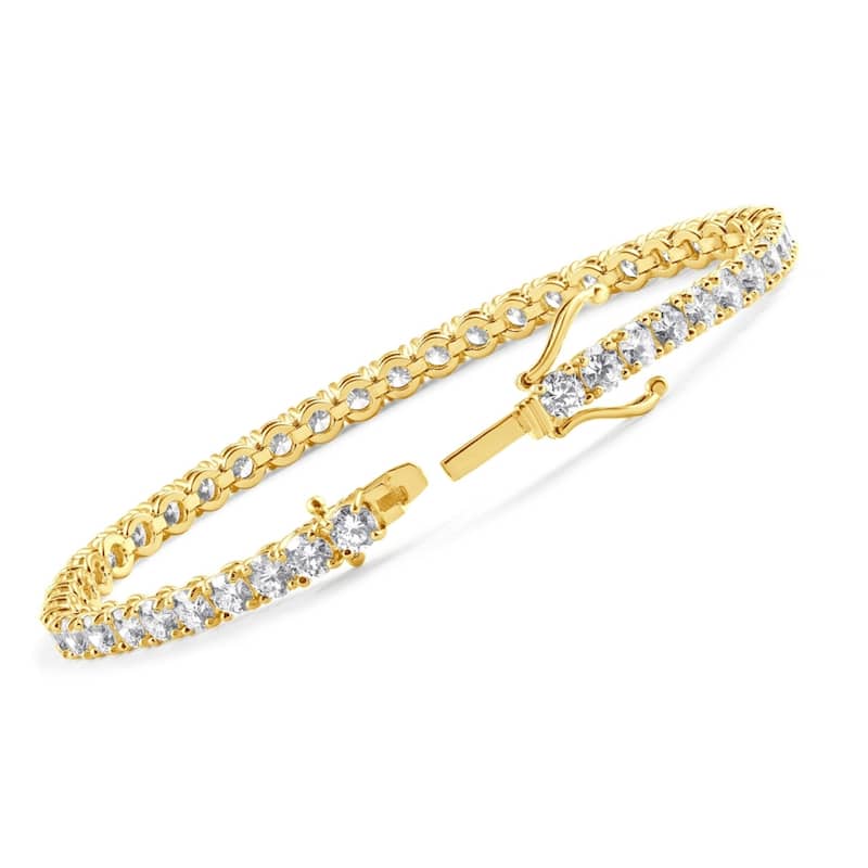 Bliss Diamond 7Ct TW Round Lab Grown Diamond Women's Tennis Bracelet Yellow Gold 7"