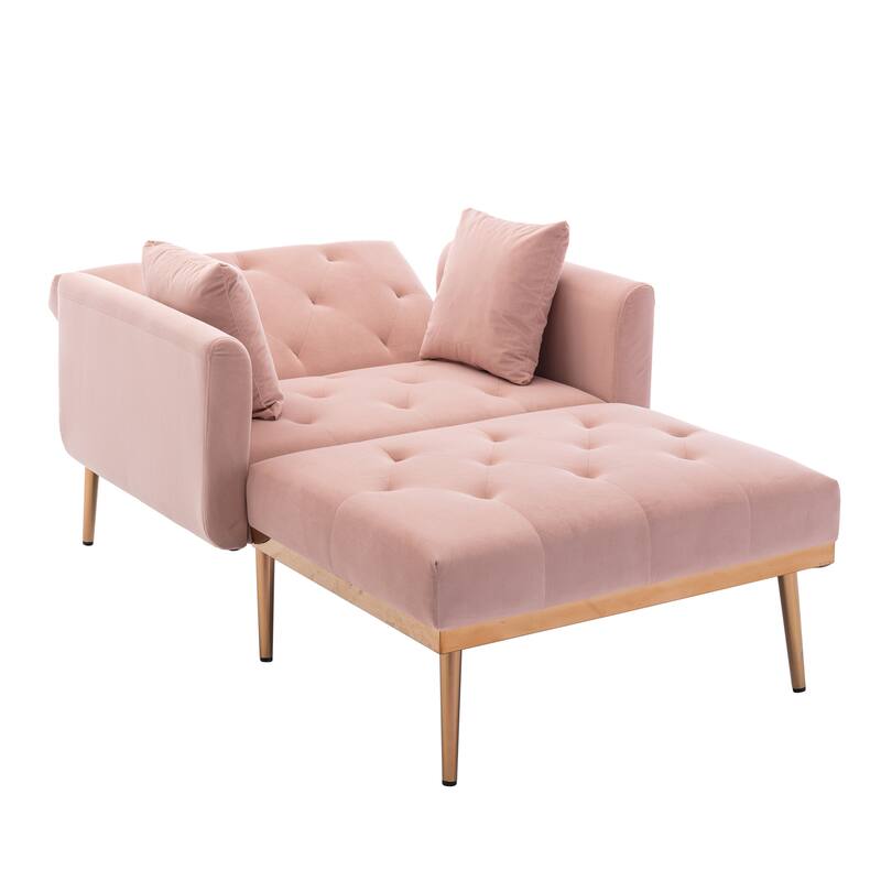 Pink Chaise Lounge Chair /Accent Chair with Ottoman