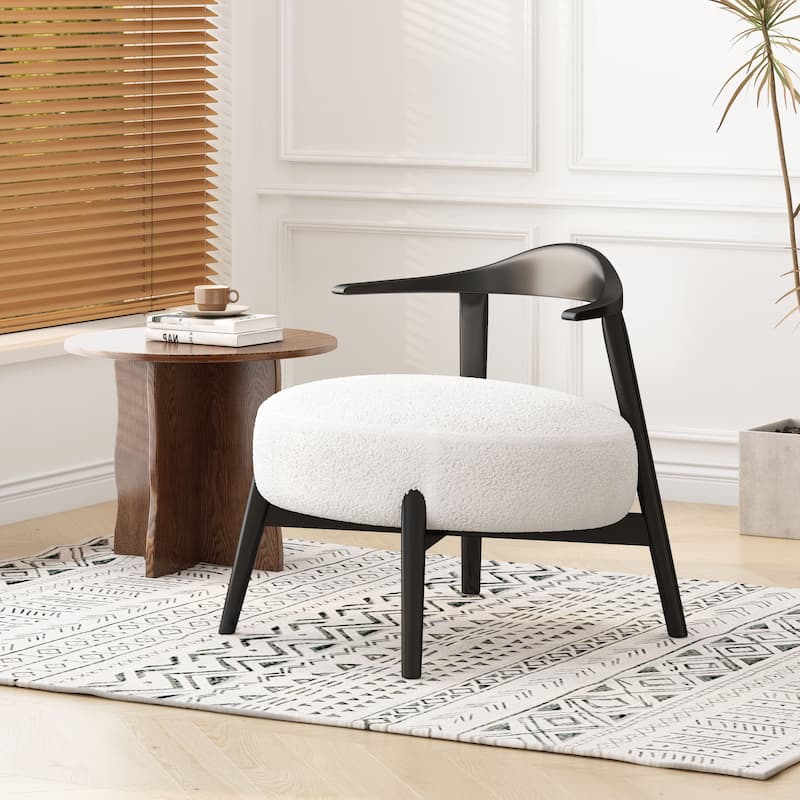 Ipomoea Indoor Boucle Accent Chair With Camel Back by Christopher Knight Home - White