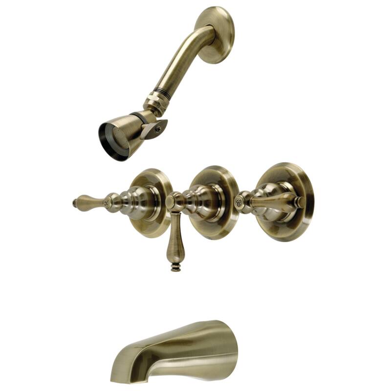 Magellan Three-Handle Tub and Shower Faucet - Antique Brass