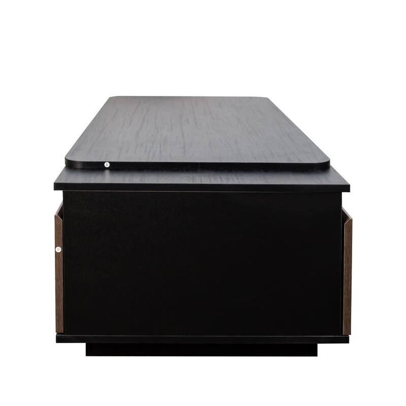 Storage Coffee Table, Length Adjustable Wood Coffee Table with 2 Drawers for Living Room, Large Rectangular Center Table