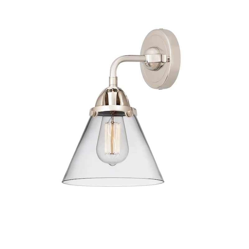 Innovations Lighting 288-1W-10-8 Cone Sconce Cone 10" Tall Wall Sconce - Polished Nickel / Clear