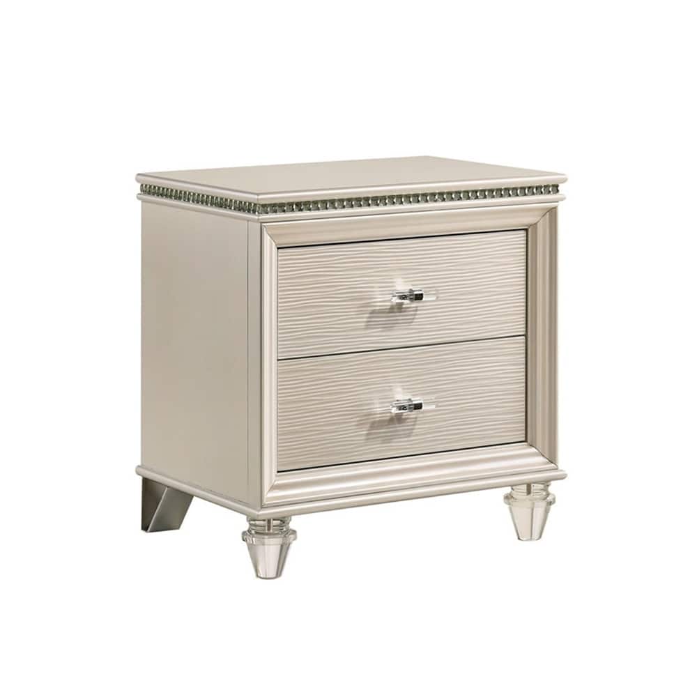 2 Drawers Nightstand with Acrylic Legs