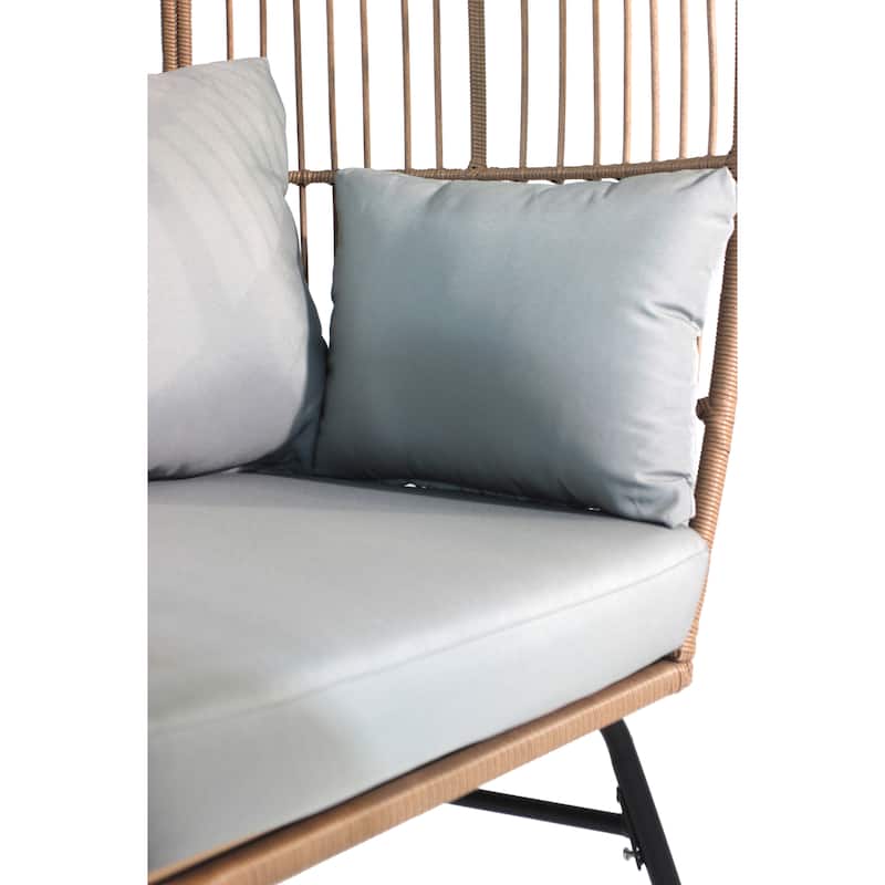 Outdoor Garden Wicker Egg Chair And Footstool Patio Chaise