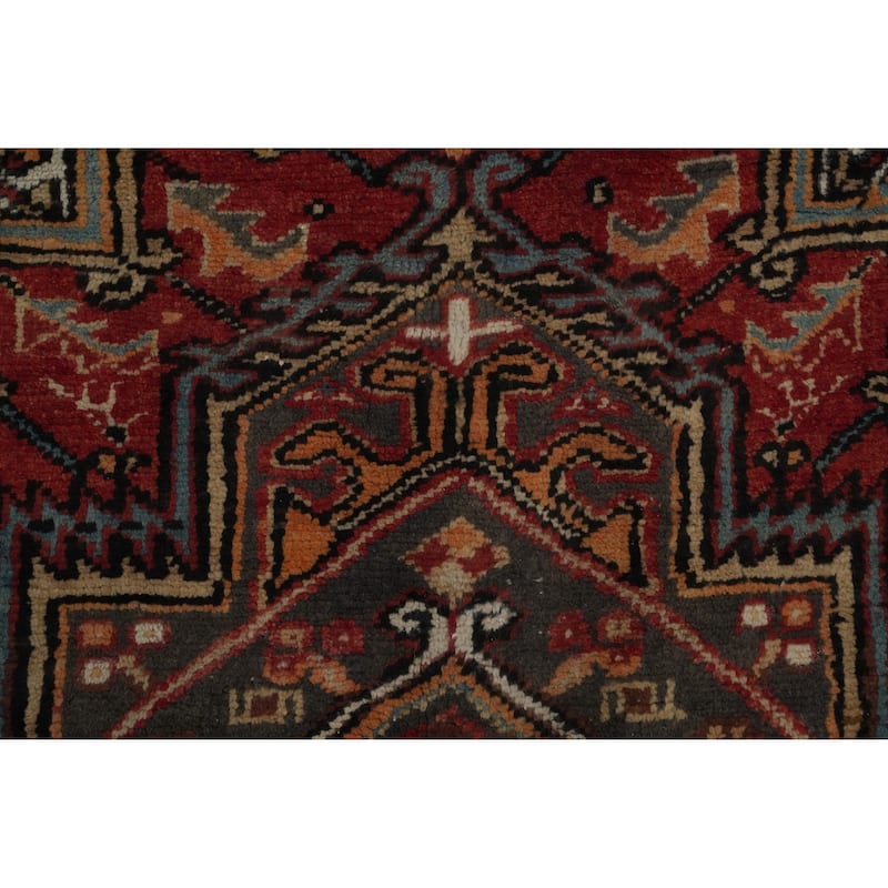 Hand Knotted Oriental 100% Wool Carpet Traditional Medallion Oranges & Rust Heriz Area Rug - 8' 3'' X 4' 7''