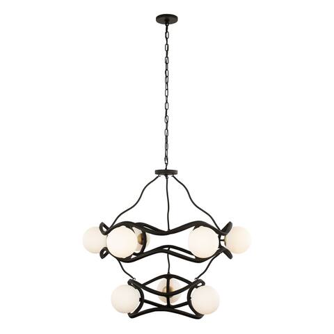 Varaluz Black Betty 9-Light 2-Tier Chandelier - Carbon/French Gold