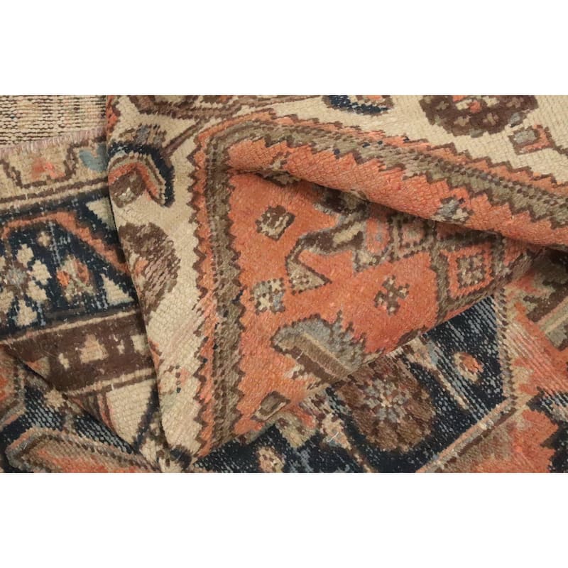 Hand Knotted Oriental 100% Wool Carpet Traditional Geometric Oranges & Rust Hamedan Area Rug - 6' 4'' X 3' 10''