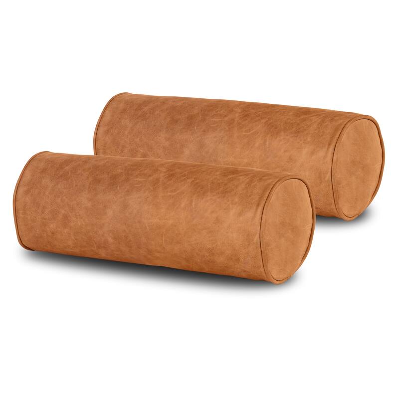 Poly and Bark Napa Leather Bolster Pillow (Set of 2)