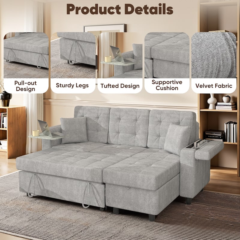 Pocassy 85" Sleeper Sofa Couches Sofa Bed Sleeper Pull Out 4 in 1