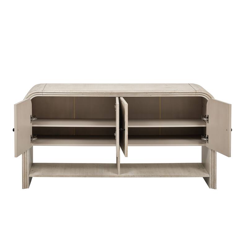 Versatile console table with Woven Wood Slats and Solid Wood Veneer,Suitable for Entryway, Hallway, Living Room,Foyer,Corridor