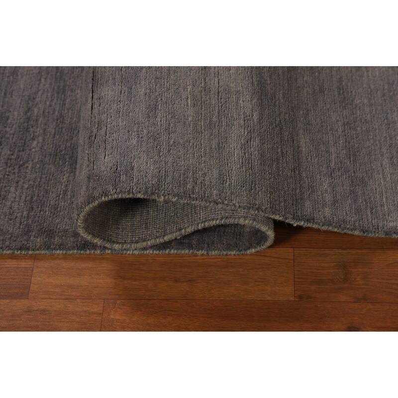 Gray Gabbeh Modern Runner Rug Hand-Knotted Wool Carpet - 2'9"x 9'9"