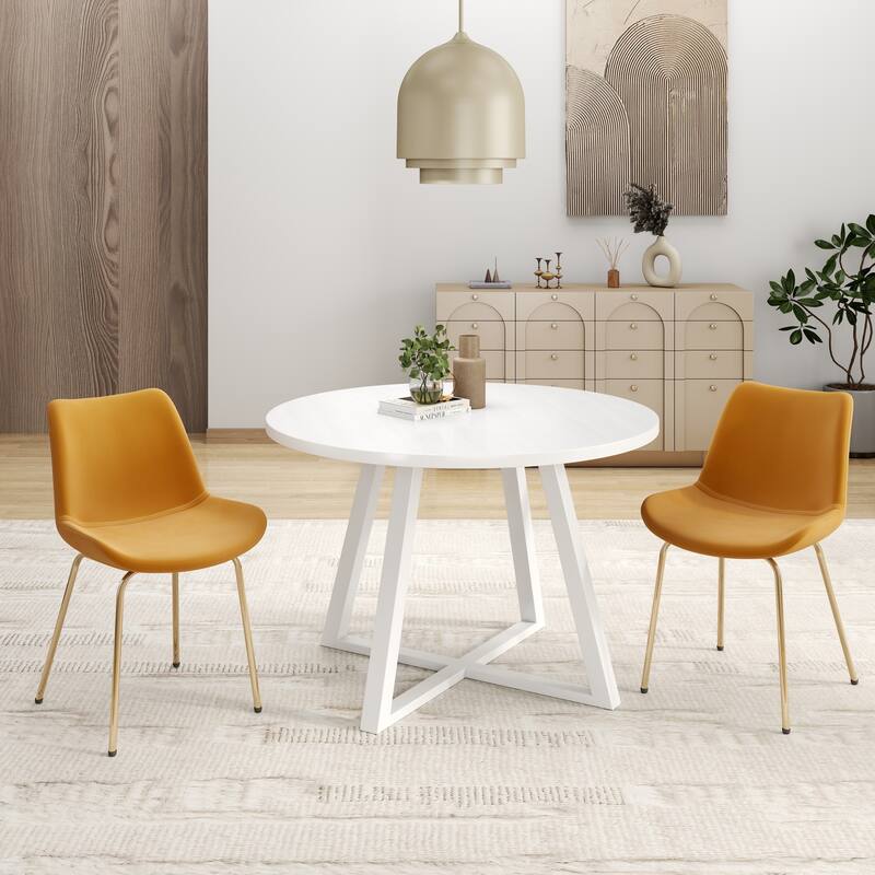 3-Piece Round Dining Set,Trestle Dining Table with 2 Side Chairs for Breakfast Nook,Kitchen,Living Room
