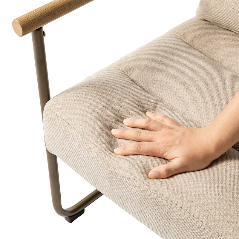 Glitzhome Set of 2 33.25"H Mid-Century Modern Fabric Accent Arm Chair with Metal Frame - 30.5''W X 26.25''D X 33.25''H