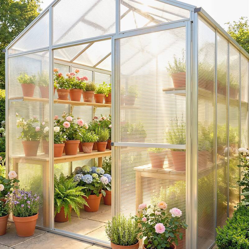 Outsunny 10 Pack Polycarbonate Greenhouse Panels, 47.2" x 23.6" x 0.2" Twin-Wall Polycarbonate Panels