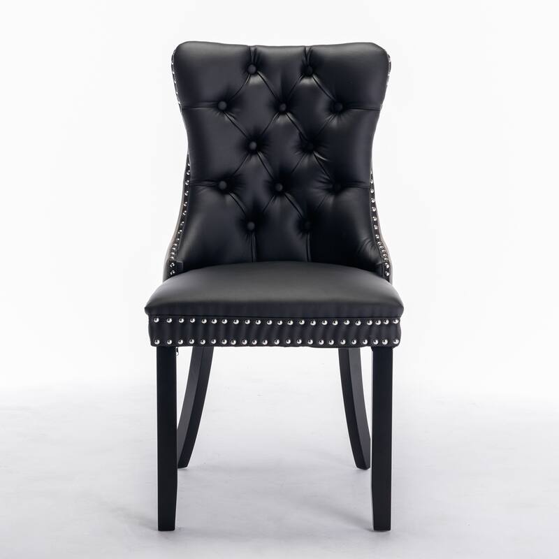 Set of 2 Modern High-End Tufted Solid Wood Upholstered Dining Chair with Nailhead Trim