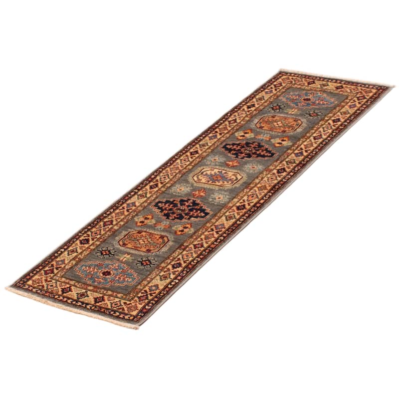 ECARPETGALLERY Hand-knotted Aryana Grey Wool Rug - 2'0 x 6'0