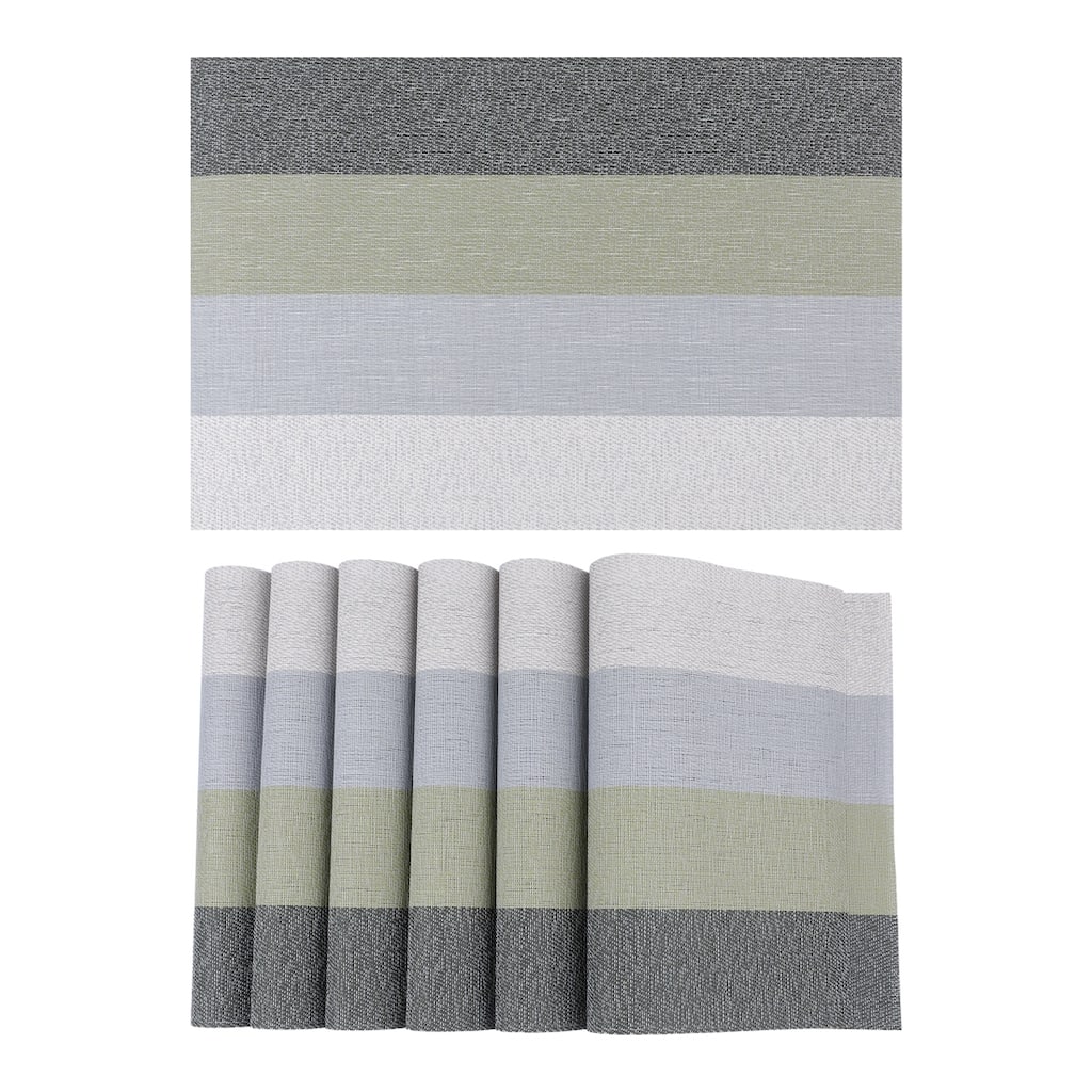 6 Pack Rectangle PVC Placemats for Kitchen Dining Table Decor Heat Resistant Table Placemats Wipeable Table Mat - 18*12in