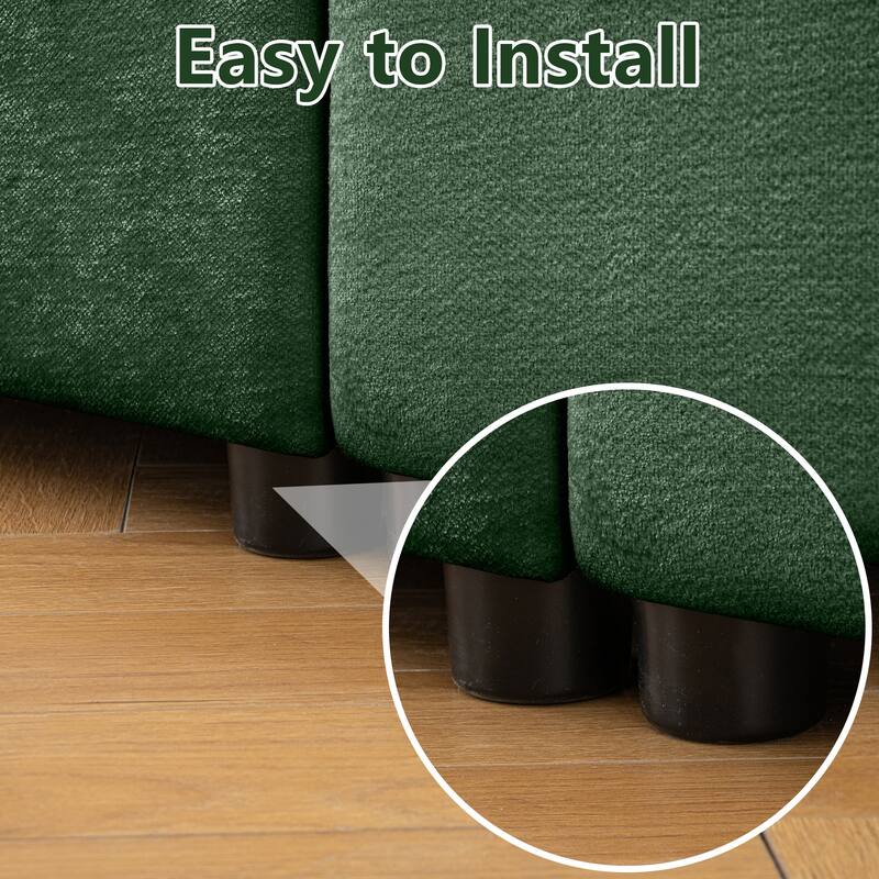 Upholstered Leisure Couch with Hidden Storage, Luxurious Sectional Sofa for Living Room, 75.5" Chenille Loveseat with 2 Ottomans