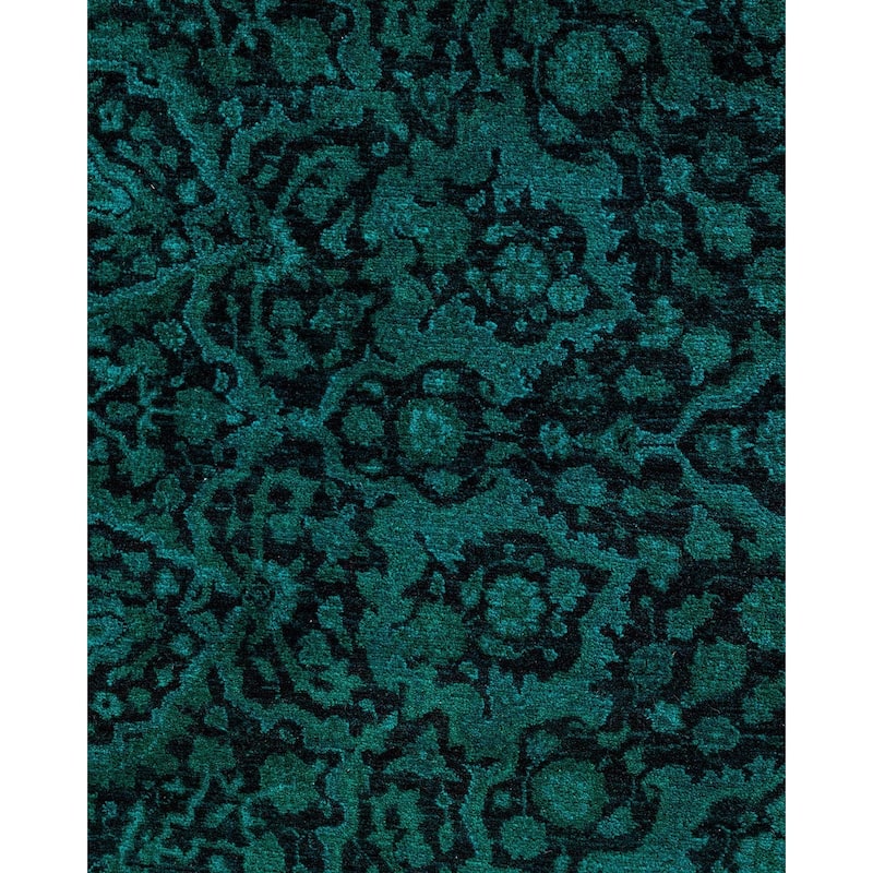 Fine Vibrance, One-of-a-Kind Hand-Knotted Area Rug - Green, 6' 1" x 6' 1" - 6' 1" x 6' 1"