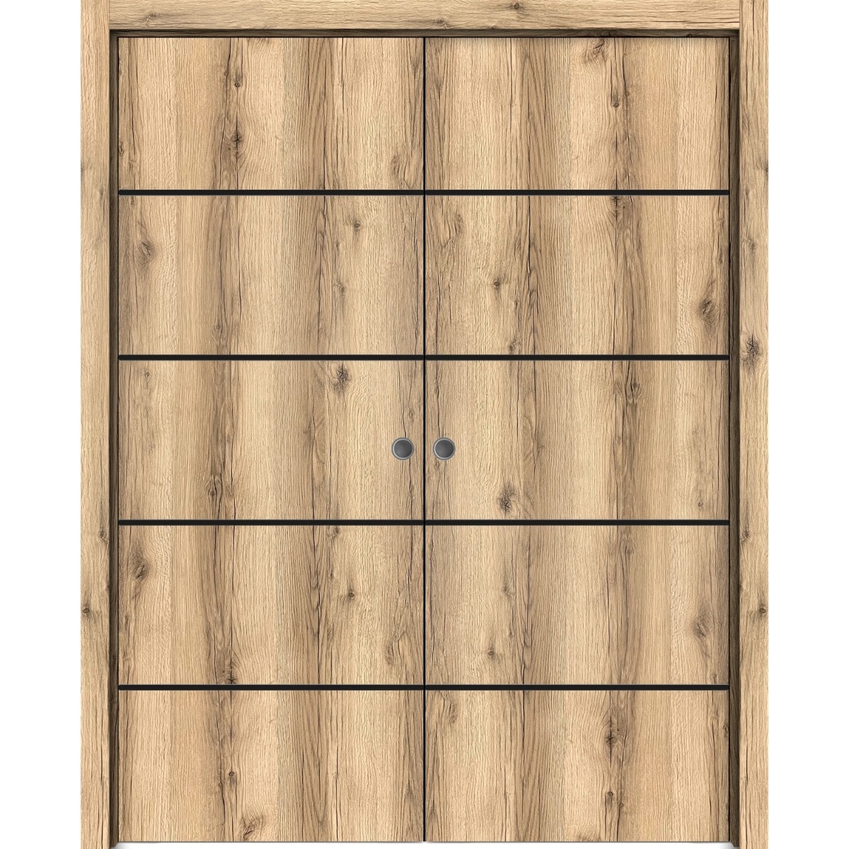 SartoDoors Planum 0015 | Interior French Doors Double French Door | Solid Wood | Hardware Set | 36x80, Oak Bedroom Door