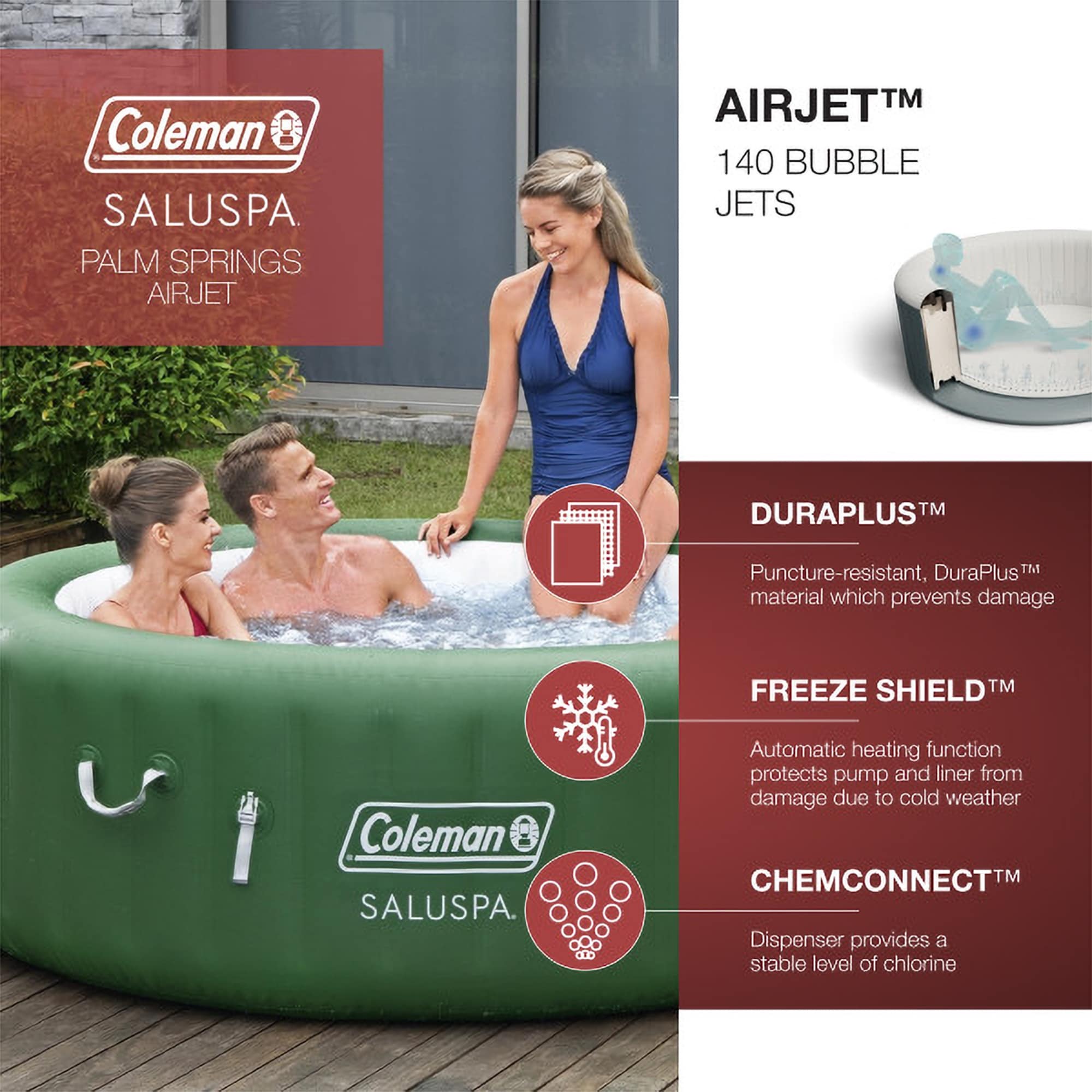 Coleman SaluSpa Person Inflatable Spa Bubble Massage Outdoor Hot